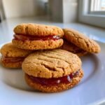 Healthy Flourless Peanut Butter & Jelly Cookie Sandwiches