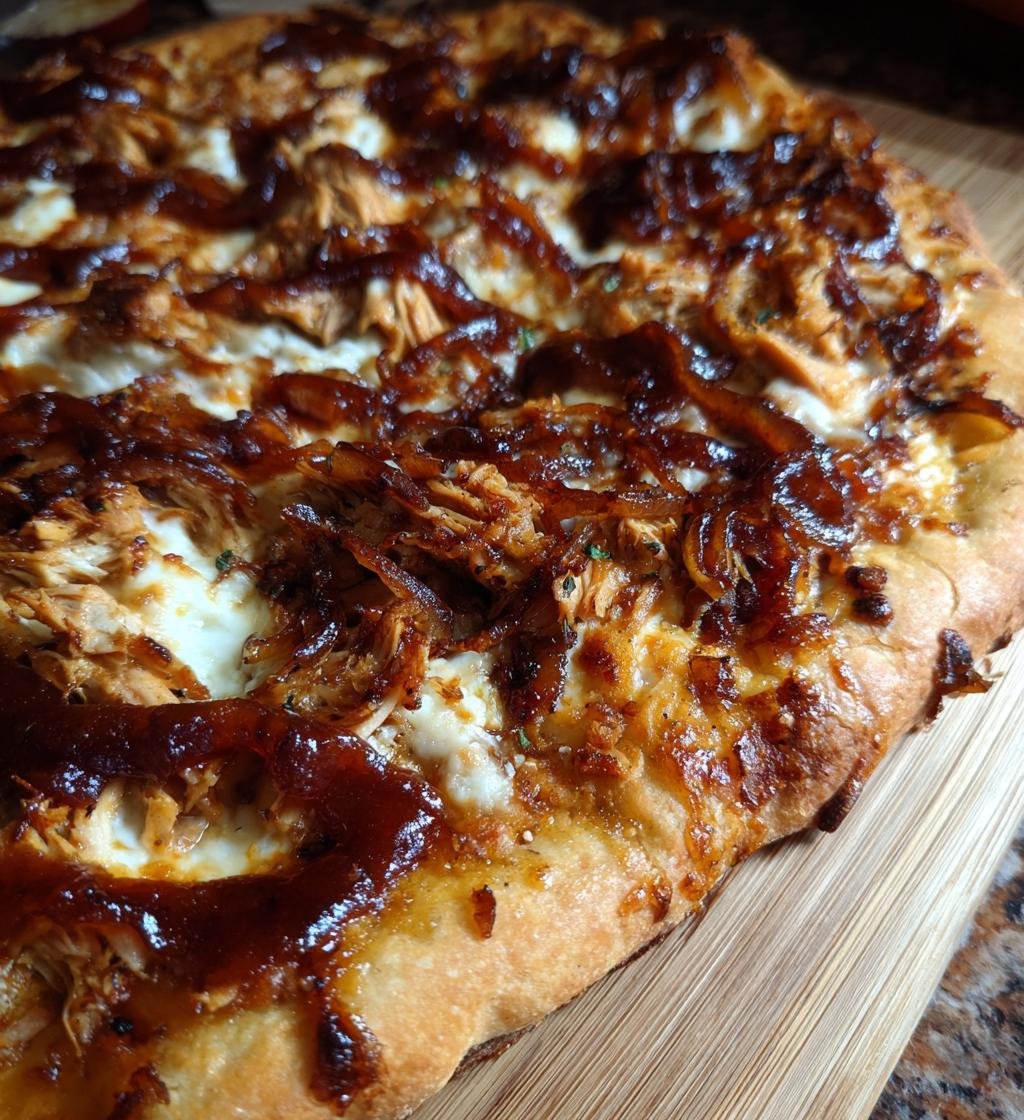 Homemade BBQ Chicken Pizza with Caramelized Onions - detail 1