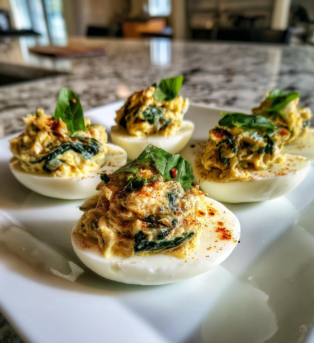 Keto Spinach Artichoke Deviled Eggs - detail 1
