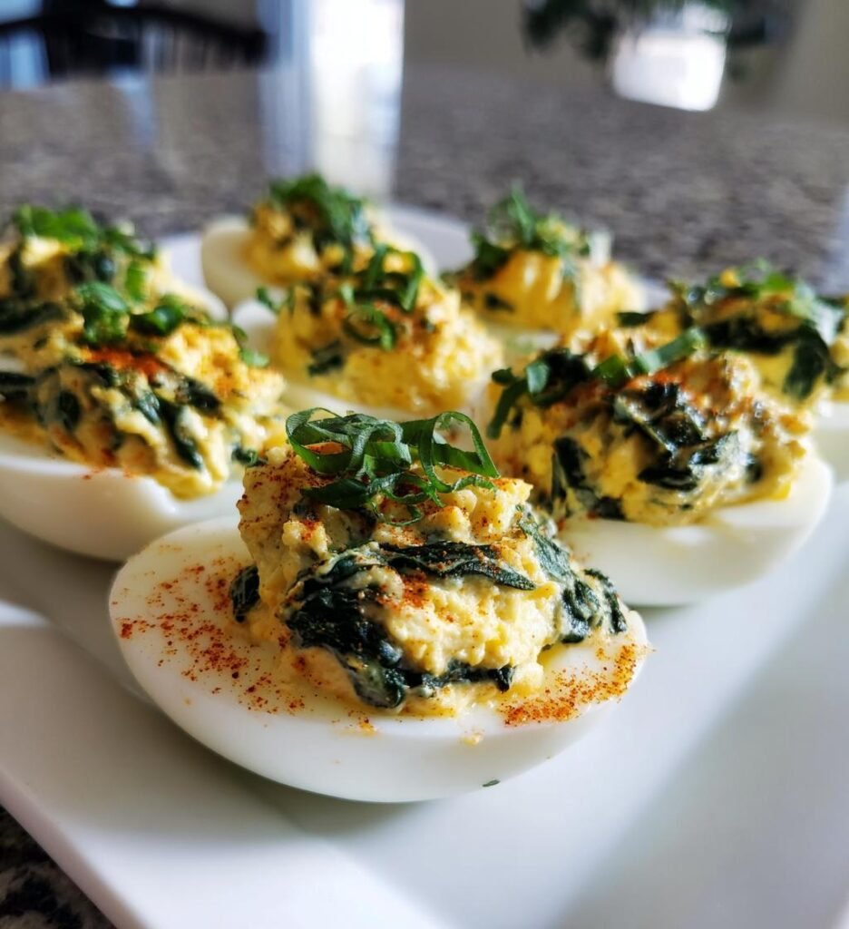 Keto Spinach Artichoke Deviled Eggs