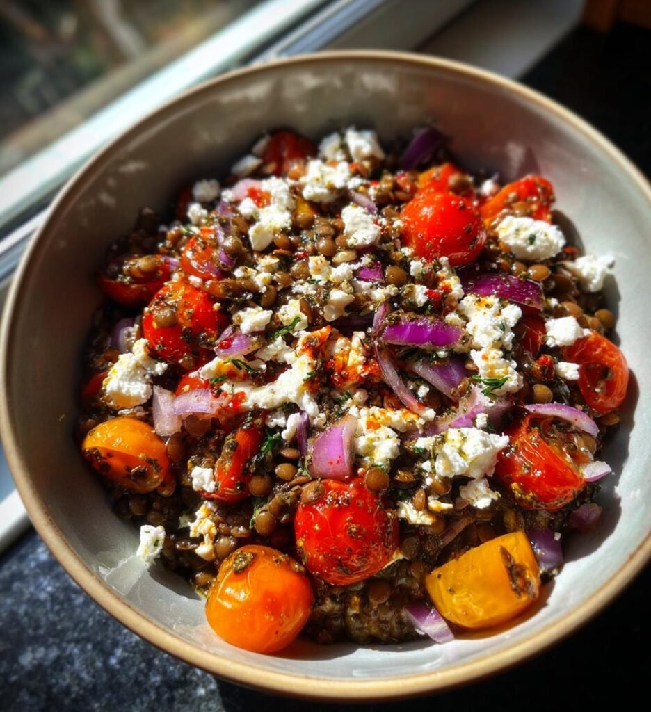 Lemon Pesto Lentil Salad