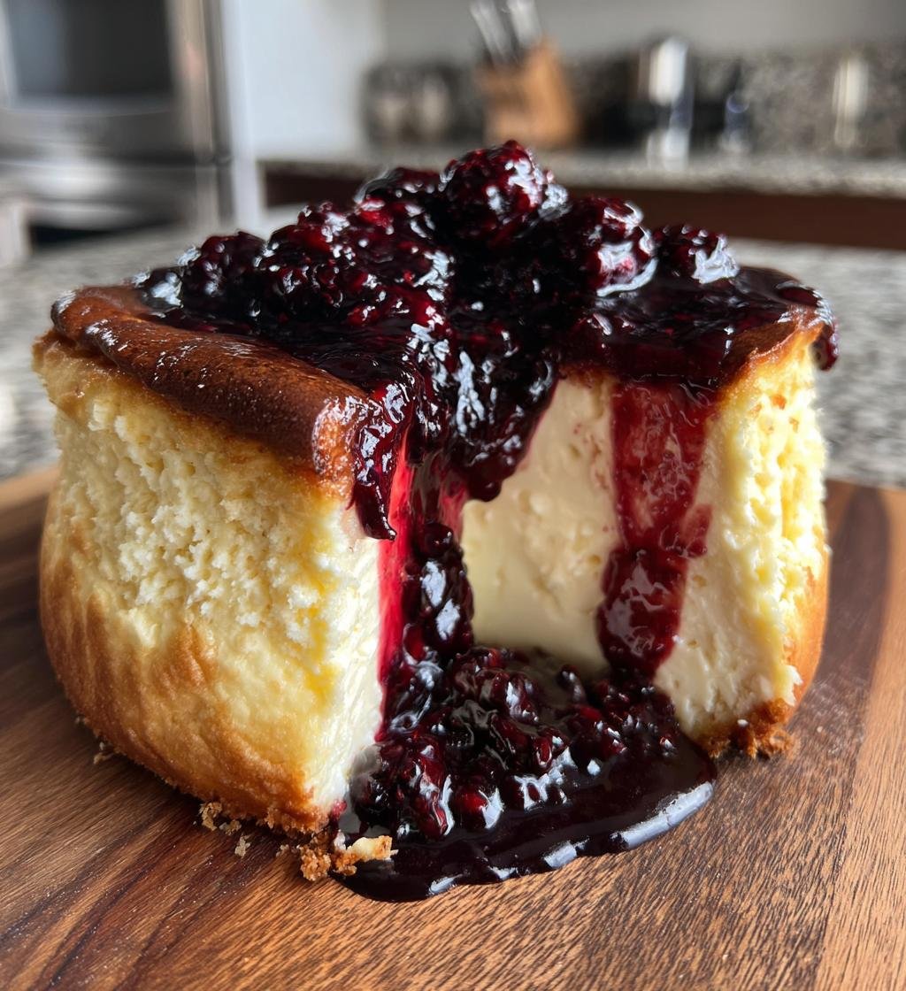 London Fog Basque Cheesecake with Blackberry Sauce - detail 1