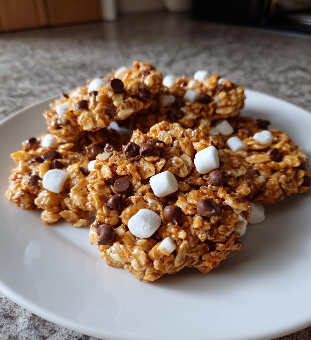 No bake peanut butter Cornflake cookies with marshmallows - detail 1