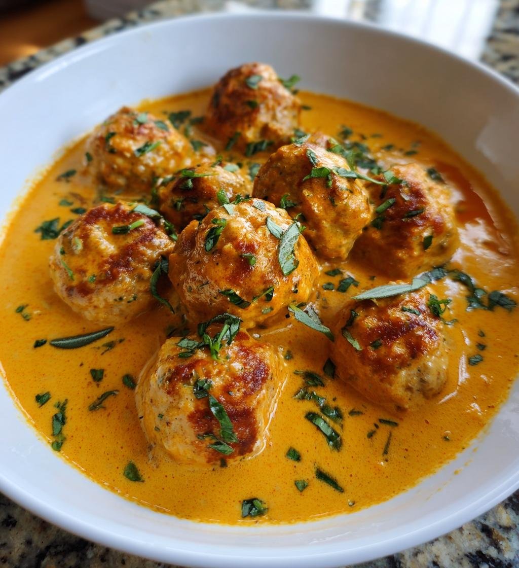 Pumpkin Chicken Meatballs in Sage Cream Sauce - detail 1