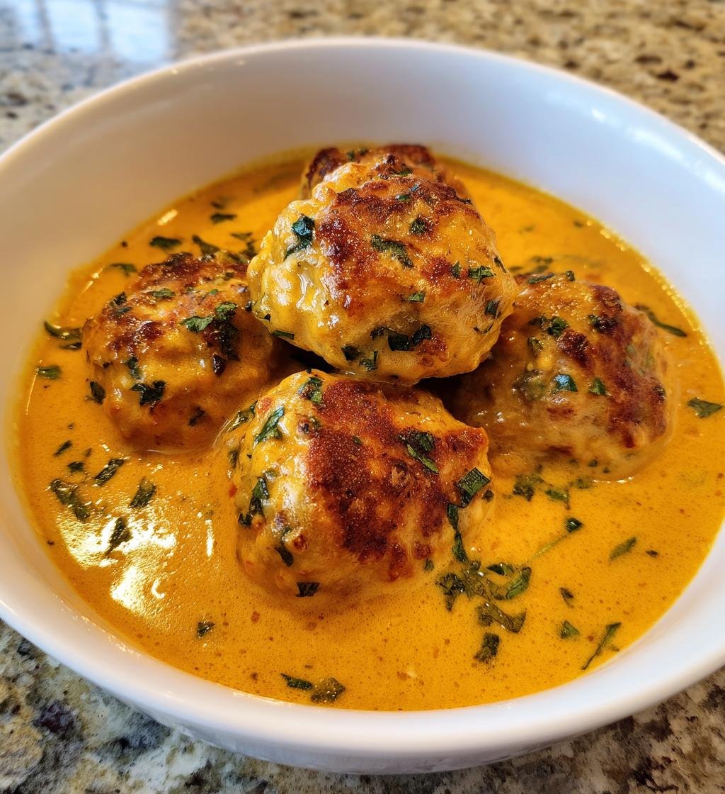 Pumpkin Chicken Meatballs in Sage Cream Sauce