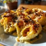 Pumpkin & Gouda Stuffed Shells in Brown Butter Sage Alfredo Sauce