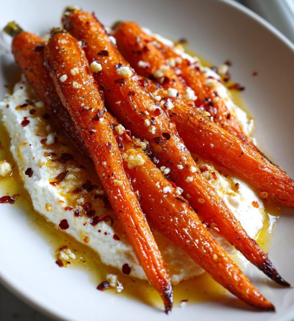 Roasted Carrots with Whipped Ricotta and Hot Honey
