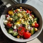 Salad with Cottage Cheese and Chickpeas for a Nutritious Boost