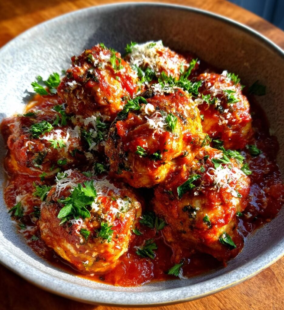 Slow cooker Tuscan Chicken Meatballs