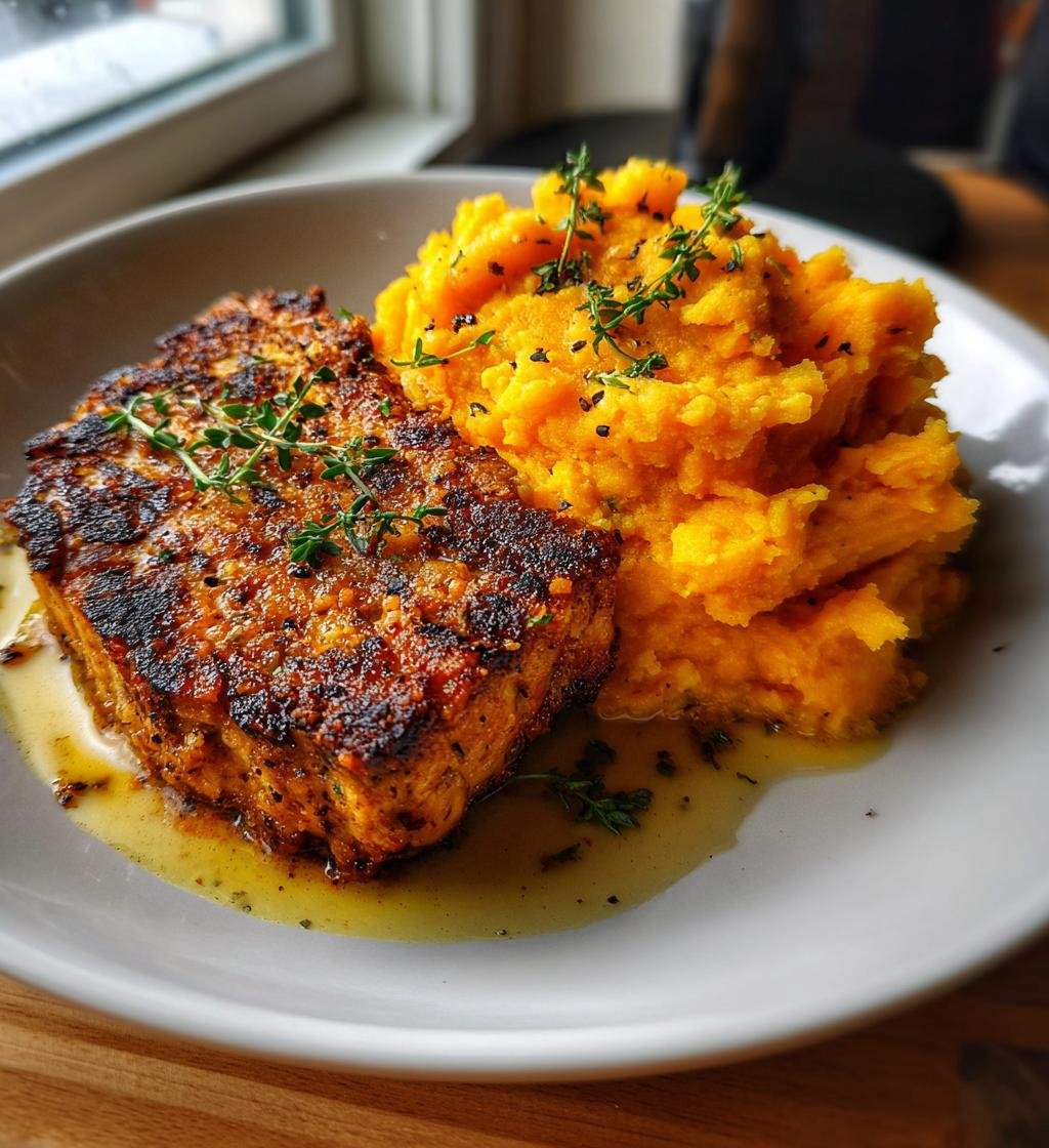 Smoky Tofu Steak with Creamy Mashed Sweet Potatoes - detail 1