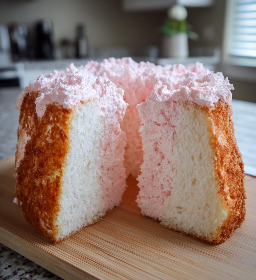 Soft Pink Angel Food Cake