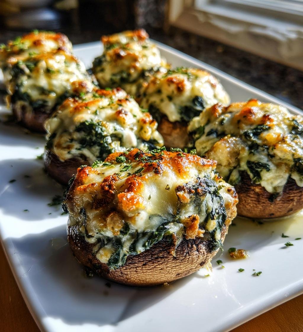 Spinach Dip Stuffed Mushrooms - detail 1
