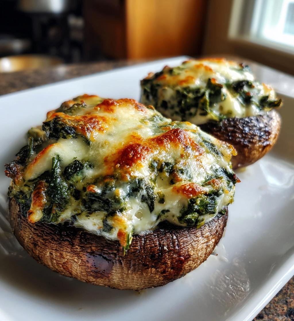 Spinach Dip Stuffed Mushrooms
