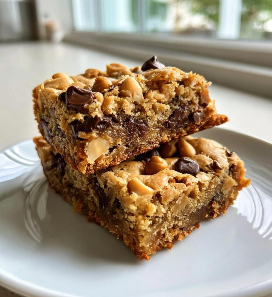Triple Peanut Butter Monster Cookie Bars